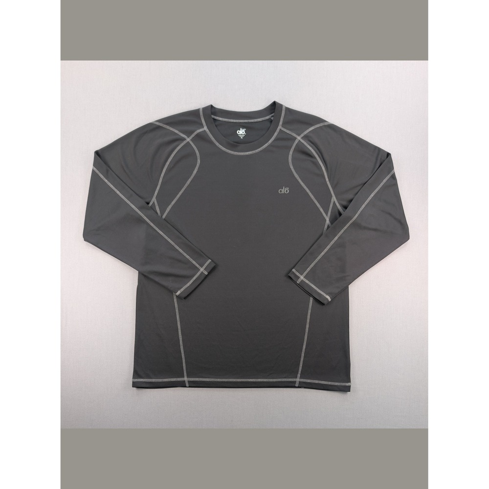 Alo Yoga CoolFit Bamboo Charcoal Long Sleeve Performance Shirt Mens XL Black